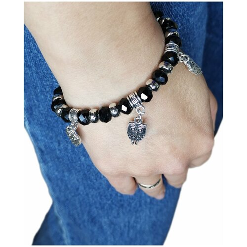 фото Браслет, 1 шт., размер 17.5 см, черный, серебряный volsa