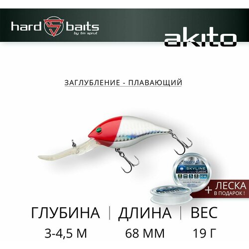 Воблер Sprut Akito 68F (Floating/68mm/19g/3-4,5m/RH)