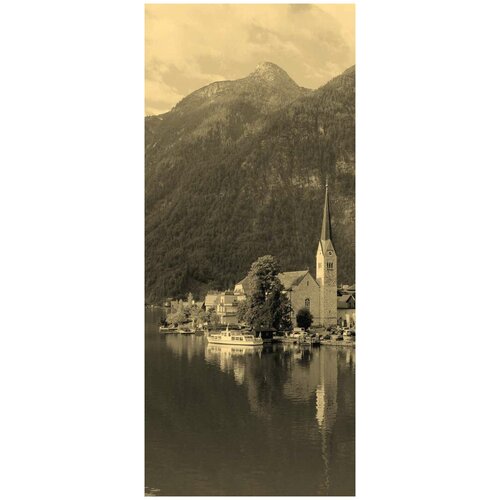 Самоклеящиеся фотообои Австрийский пейзаж, размер: 90x210 см, эффект: сепия