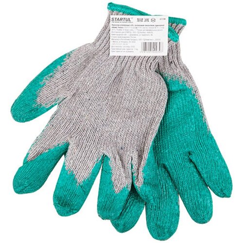 Перчатки хлопчатобумажные утепленные с латексным покрытием STARTUL размер 11 (ST7198) 3 пары перчатки с латексным покрытием для защиты рук