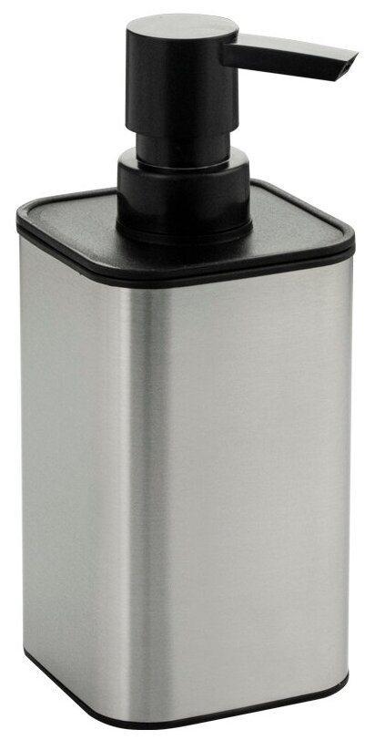 Дозатор для жидкого мыла настольный санакс, матовая нержавеющая сталь + чёрный пластик
