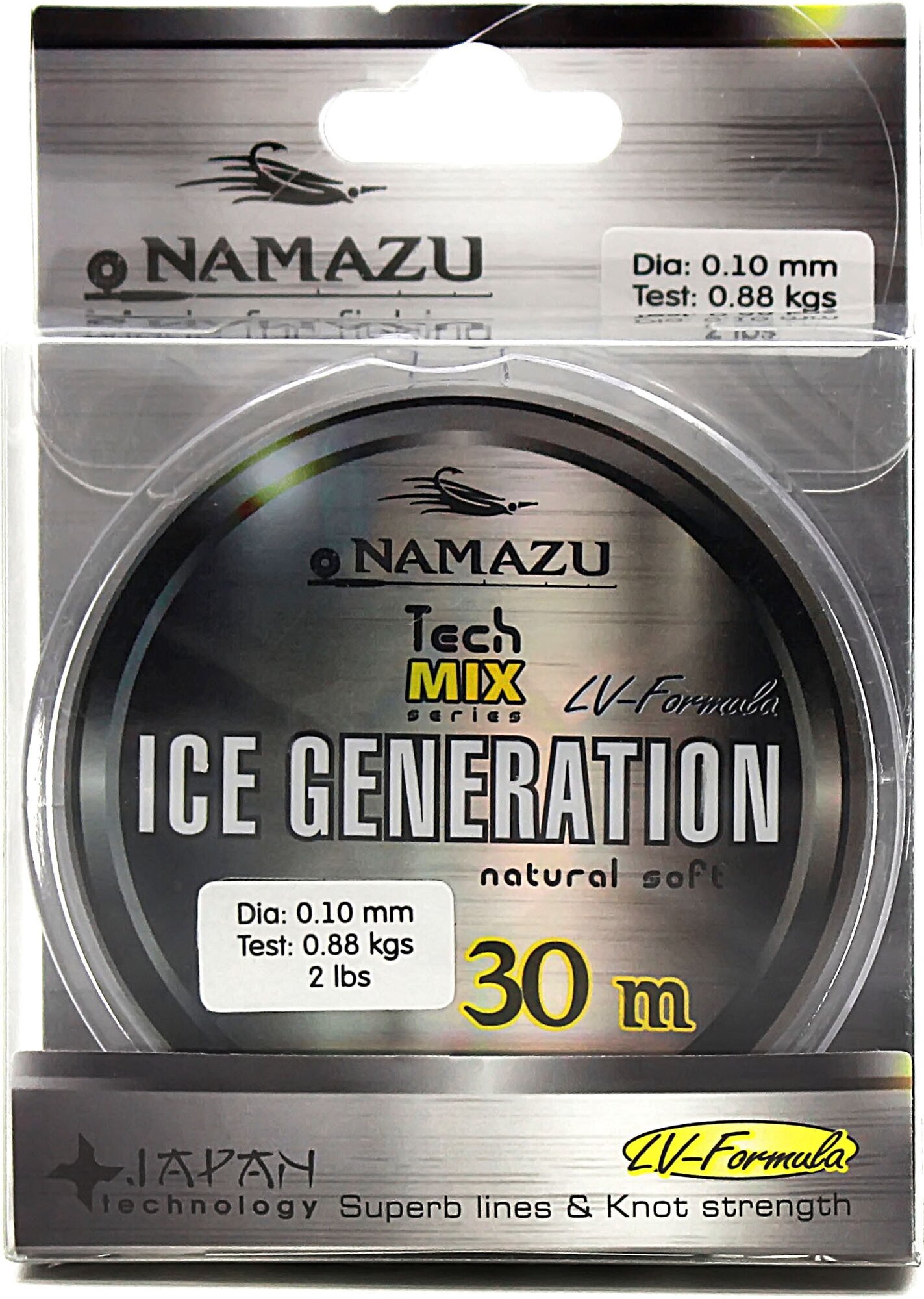 Леска Namazu "Ice Generation", L-30 м, d-0,10 мм, test-0,88 кг, прозрачная/10/400/