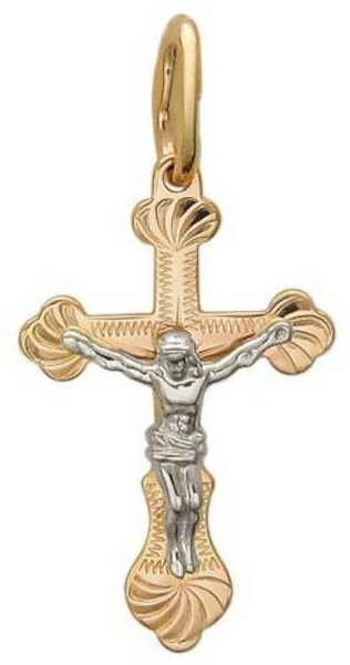 Крестик из комбинированного золота 01Р760591 Эстет