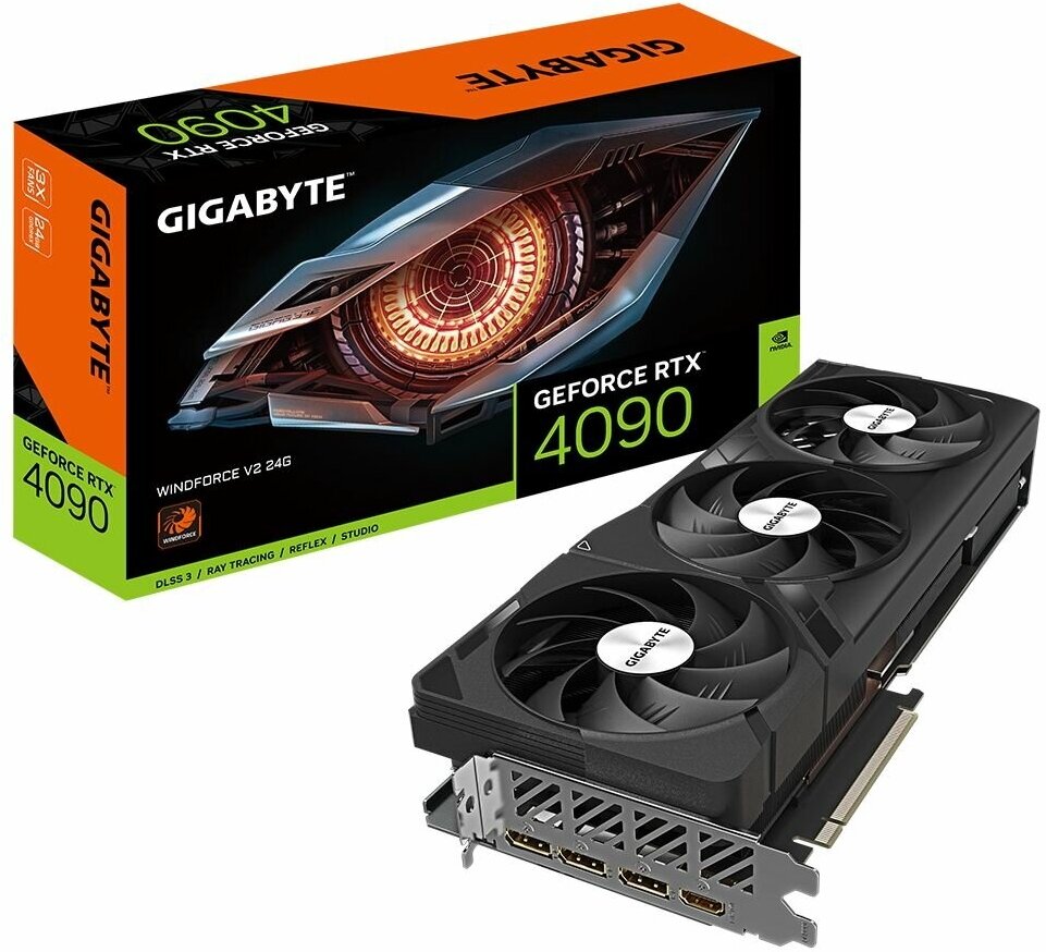 Видеокарта Gigabyte NVIDIA GeForce RTX4090 WINDFORCE V2 24GB GDDR6X 384-bit HDMI 3xDP 3FAN ATX RTL