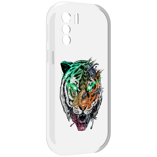Чехол MyPads робо-тигр для UleFone Note 13P задняя-панель-накладка-бампер