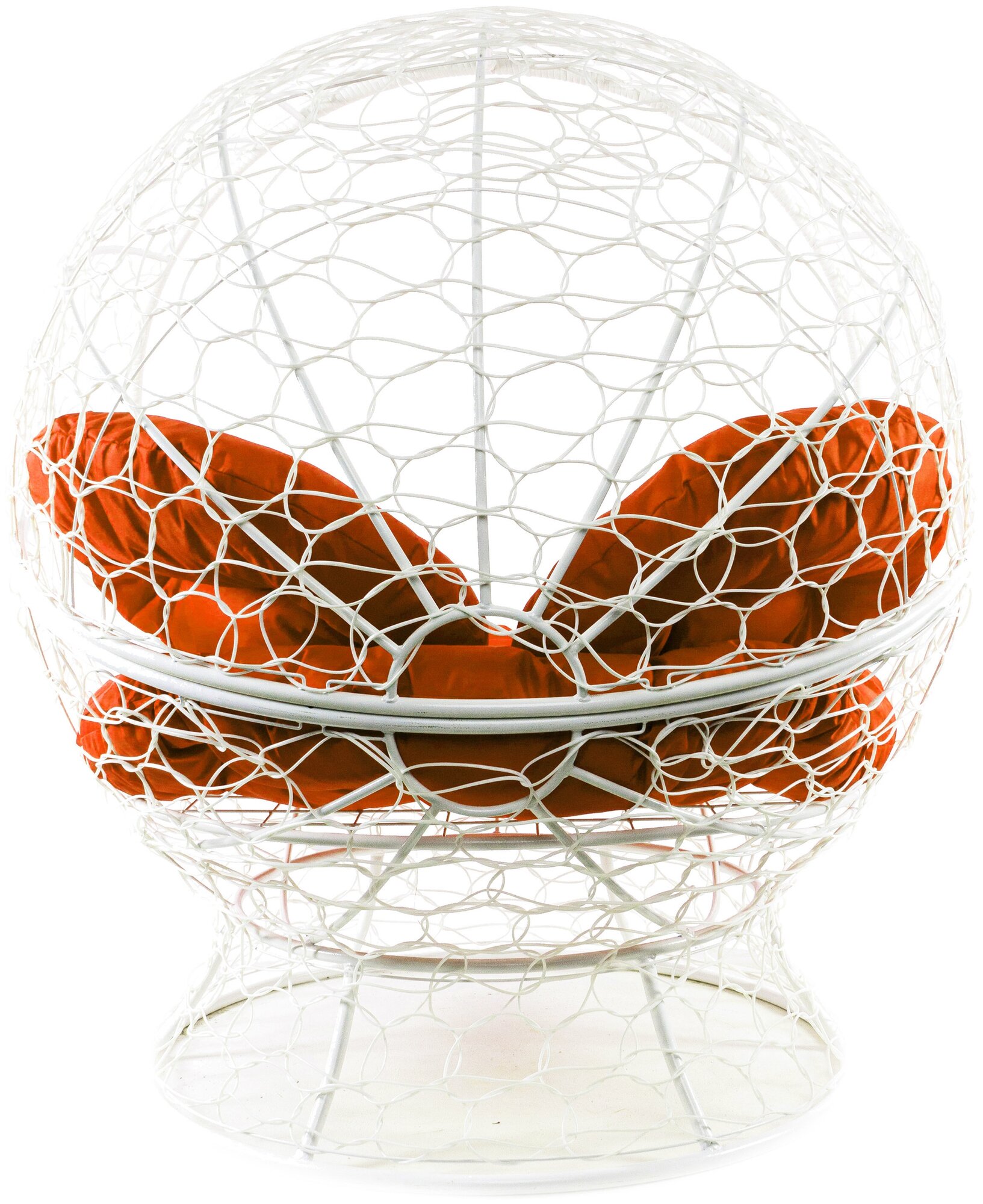 Кресло белое M-Group Апельсин ротанг, 11520107 оранжевая подушка - фотография № 5