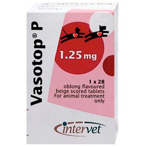 вазотоп 1 25 мг для собак таблетки Таблетки Intervet International B.V. Вазотоп Р 1,25 мг таб., 28шт. в уп., 1уп.