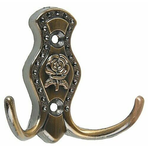 Крючок мебельный КМ214AB двухрожковый цвет бронза 650₽