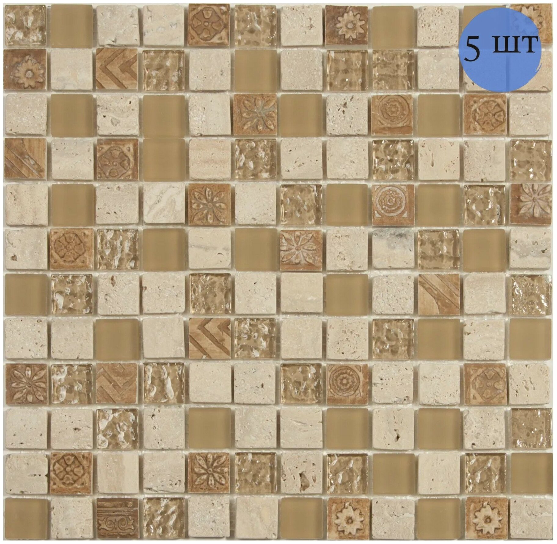 Мозаика (стекло, керамика, травертин) NS mosaic S-801 29,8x29,8 см 5 шт (0,445 м²)