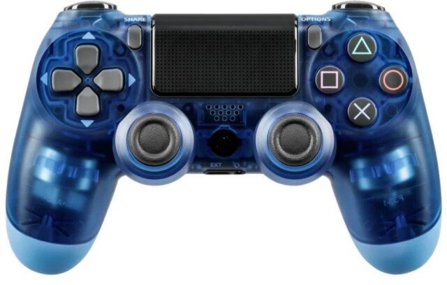 Беспроводной геймпад для PlayStation 4. прозрачный синий