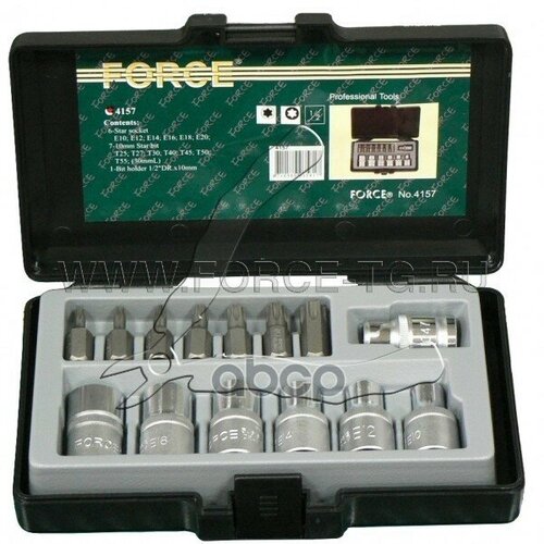 Набор Бит И Головок Torx Т25-Т55 E10-E20 14Пр Force 4157 FORCE арт. 4157