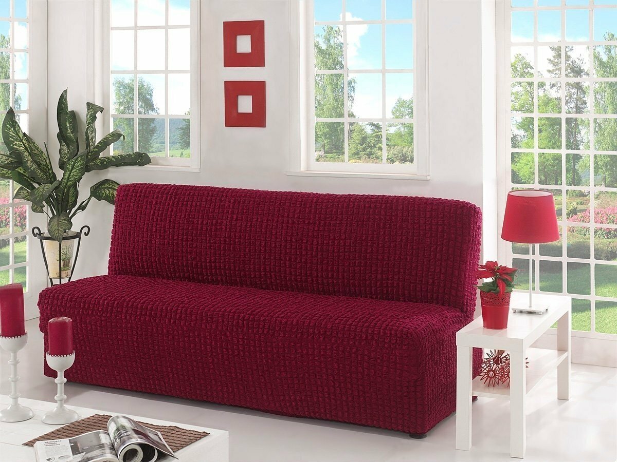 Чехол для дивана 3x местный 2650 Bulsan бордовый Karna (бордовый) Чехол на диван