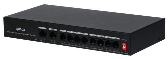 Коммутатор 8-портовый неуправляемый с PoE Dahua DH-PFS3010-8ET-65