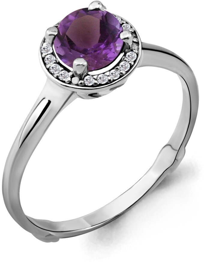 Кольцо Diamant online, серебро, 925 проба, аметист, фианит