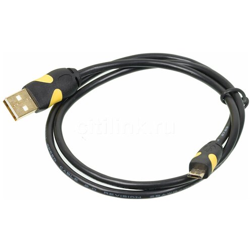 кабель 2a square micro usb m usb m 1м 2a белый Кабель 2A Smooth connector, micro USB (m) - USB (m), 0.75м, 2A, черный