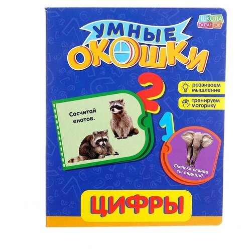 Книжка картонная с окошками «Цифры», 10 стр. книжка картонная с окошками цифры 10 стр