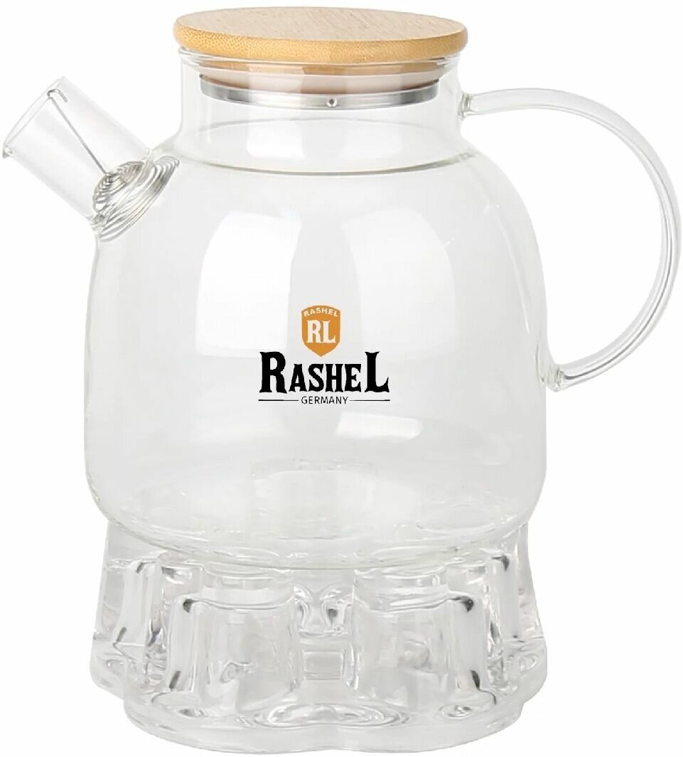 Чайник заварочный RASHEL R8351 с подставкой, термостойкое боросиликатное стекло, 1.0 л