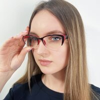 Готовые очки для зрения с диоптриями корригирующие женские EAE,+1.25, PD62-64 черно-красные/очки для чтения/очки для зрения женские