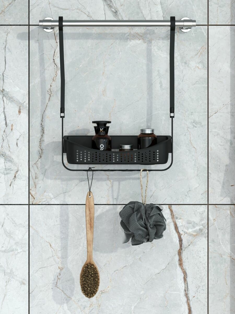 Полка органайзер подвесной в ванну для душевой для шампуня пластик с крючками W5682-1bl RAINDROPS