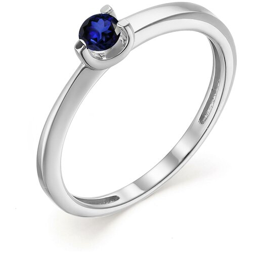 фото Алькор кольцо с 1 сапфиром из белого золота 13489-202, размер 18.5