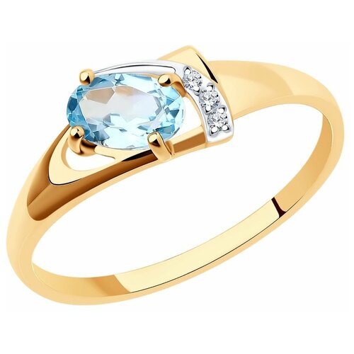 Кольцо Diamant, красное золото, 585 проба, топаз, фианит, размер 17