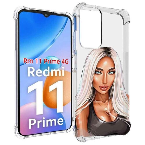Чехол MyPads Блондинка женский для Xiaomi Redmi 11 Prime 4G задняя-панель-накладка-бампер