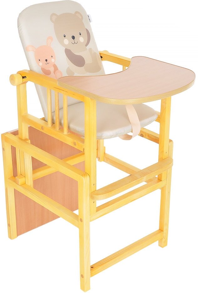 Стул-стол для кормления Bambola "Слоник" с регулируемой спинкой, Мишка-щенок, серый - фото №2
