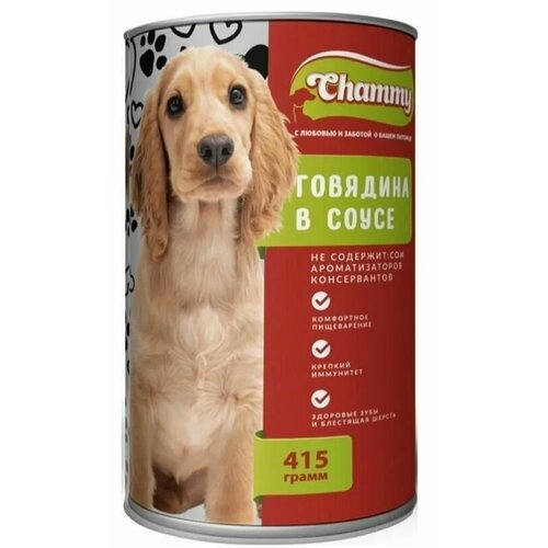 Корм для собак Chammy с говядиной в соусе, 415 гр. 4 шт. лакомство для собак добавка к пище корм
