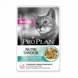 Pro Plan ® Nutri Savour влажный корм для взрослых кошек с чувствительным пищеварением или с особыми предпочтениями в еде, с океанической рыбой в соусе, 85 г - фото №10