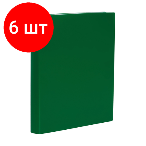Комплект 6 шт, Папка со 100 вкладышами СТАММ А4, 30мм, 600мкм, пластик, зеленая