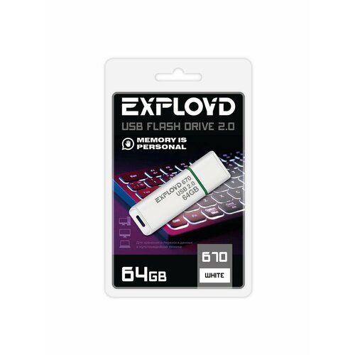 Флешка USB 2.0 Exployd 64 ГБ 670 ( EX-64GB-670-White )