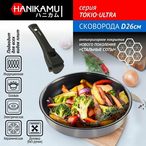 Сковорода 26 см с антипригарным покрытием съёмная ручка 4047₽