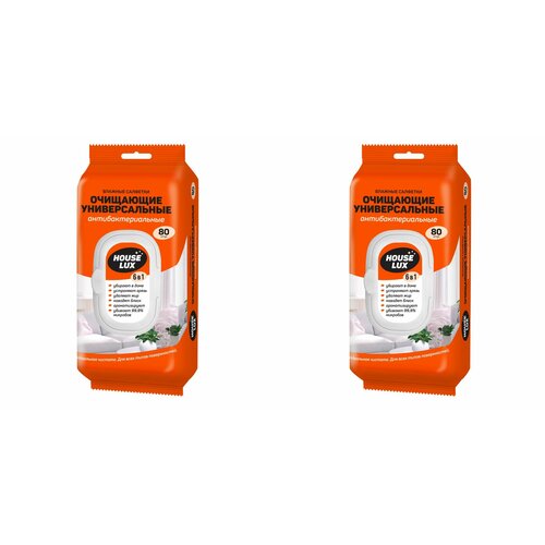 House Lux № 80 Антибактериальные универсальные влажные салфетки 6 in 1 ,2 шт
