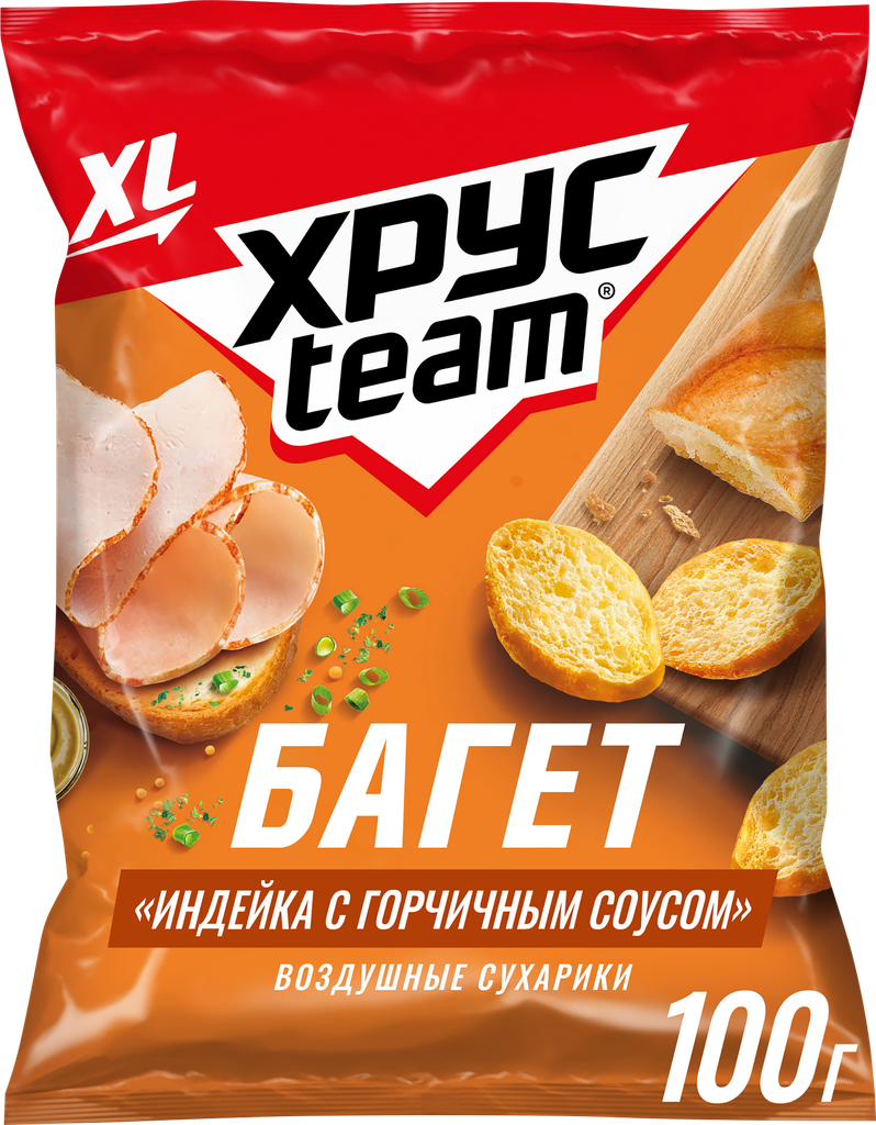 Сухарики хрусteam Багет, со вкусом индейки в горчичном соусе, 100г