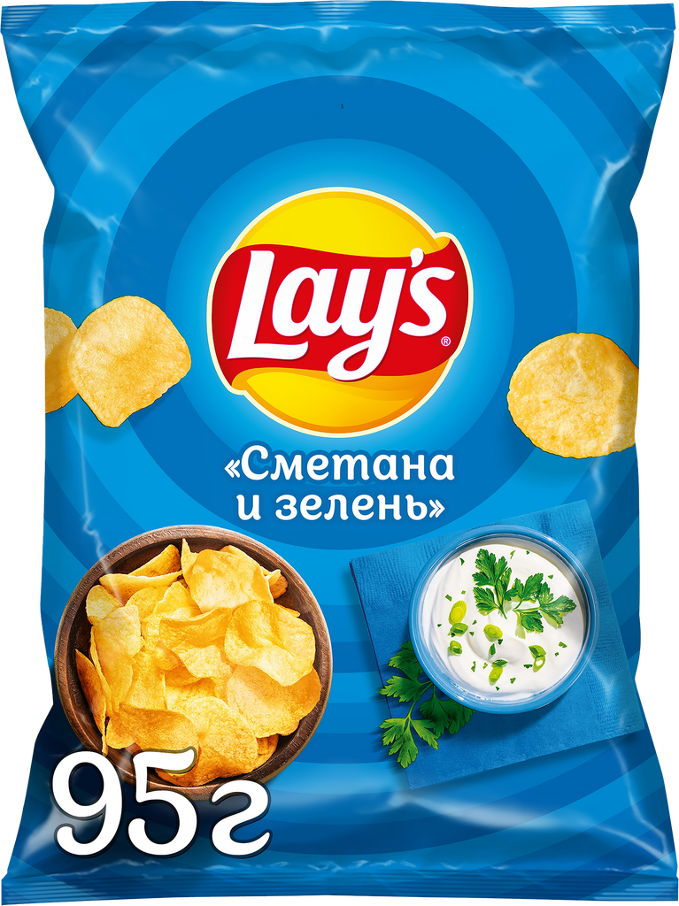 Чипсы картофельные LAY'S со вкусом сметаны и зелени, 95г