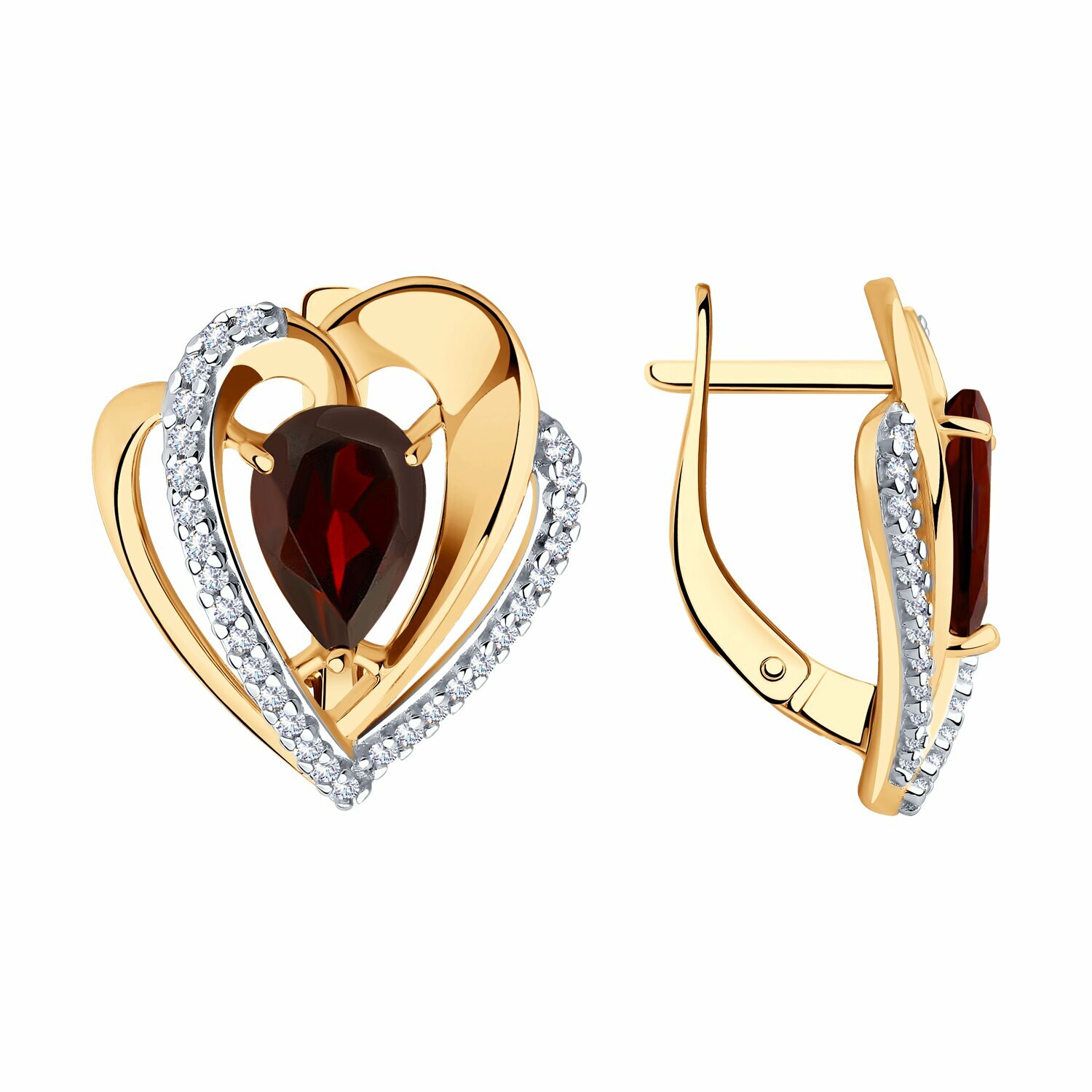 Серьги, серебро, 925 проба, гранат