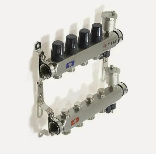 Изображение товара Коллекторная группа 1" - 3/4" евроконус 4 отвода, нержавеющая сталь