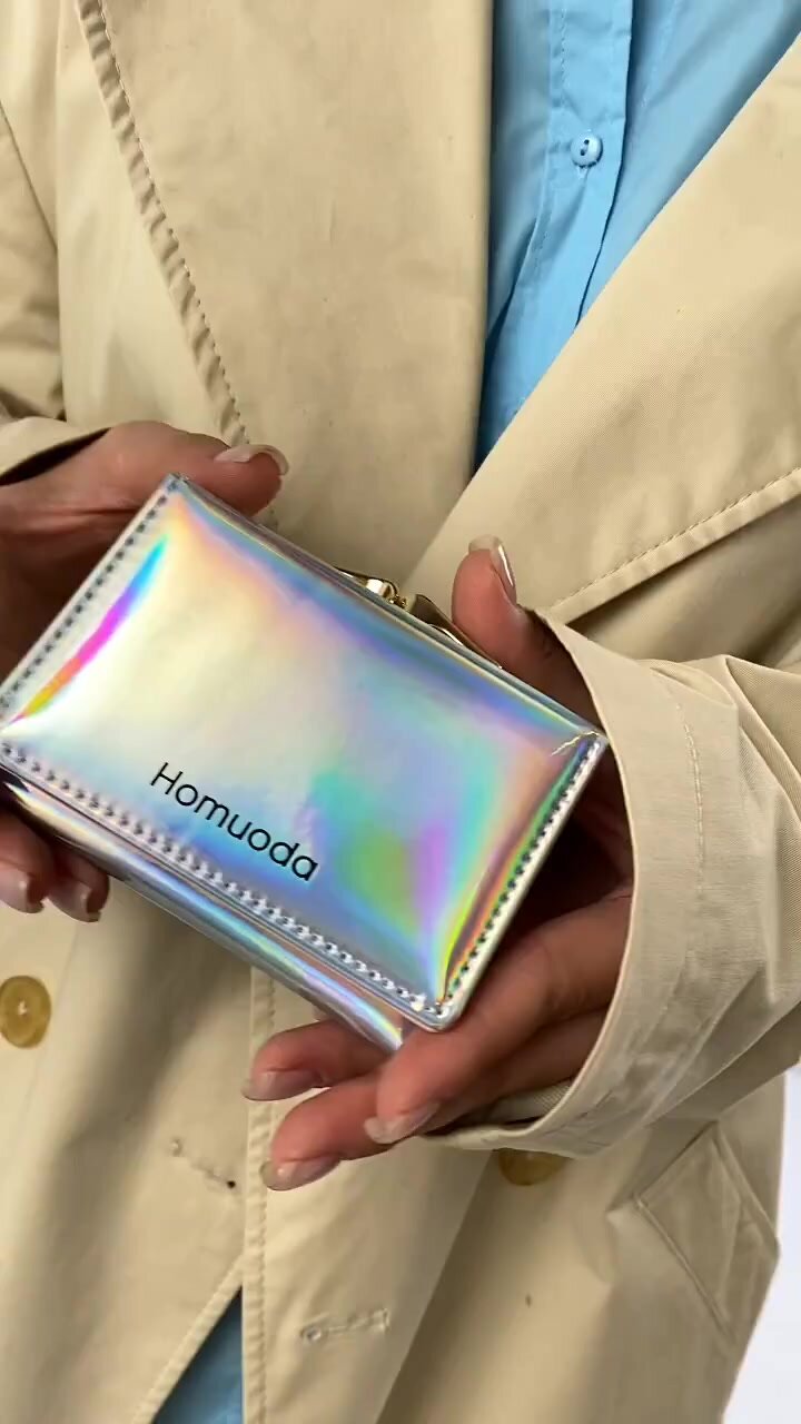 Кошелек Homuoda, фактура гладкая, глянцевая, серебристый — фото 1