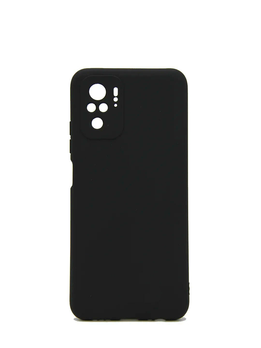Чехол силиконовый матовый для Xiaomi Poco M5s / Xiaomi Redmi Note 10 / Xiaomi Redmi Note 10S, черный с защитой камеры