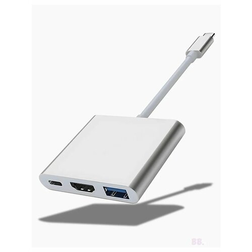 USB Type-C хаб 3 порта USB-A Type-C HDMI алюминиевый корпус 950₽