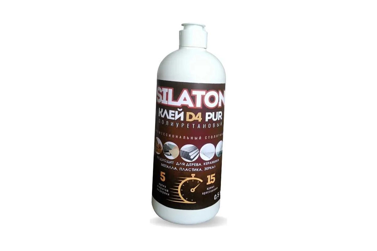 SILATON Клей PUR D4 5.15 Профессиональный столярный, аналог Клейберит 501, полиуретановый для дерева (не Клей ПВА), 0.5кг PURD405.15/05