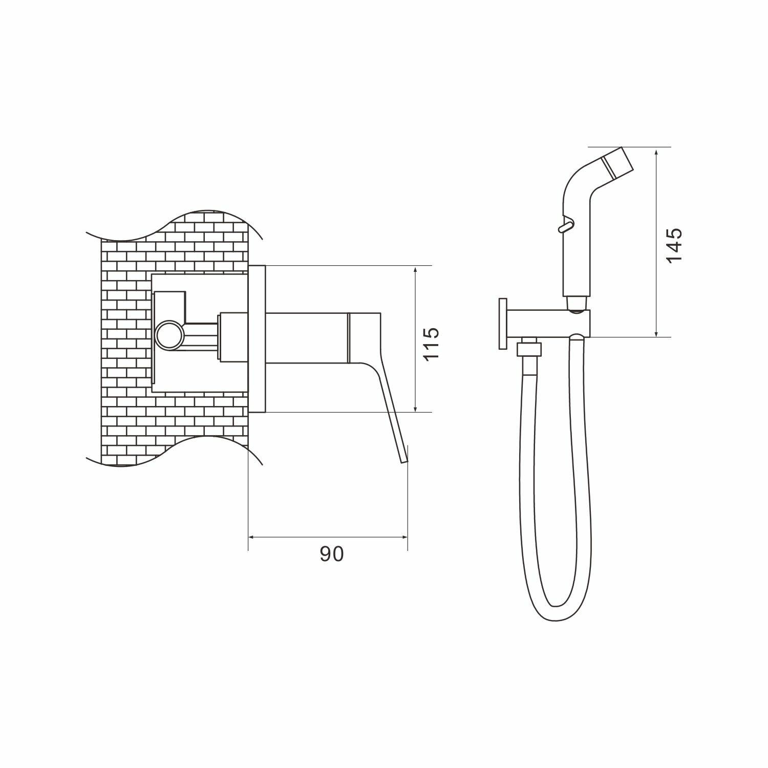 Смеситель встраиваемый для биде Shevanik S4305T оружейная сталь — фото 1