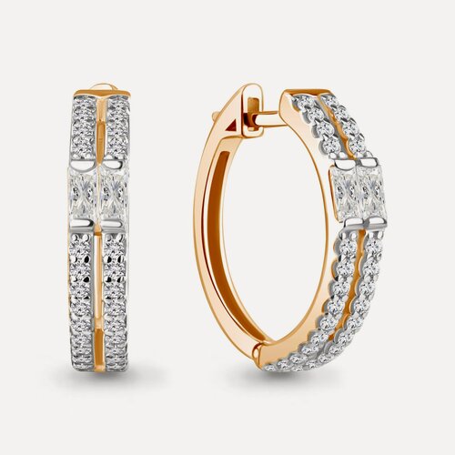 Изображение товара Серьги, серебро, 925 проба, золочение, фианит