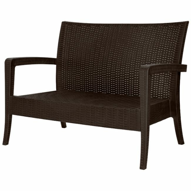Диван садовый Элластик пласт Rattan коричневый 128х77х89 см мебель для дачи