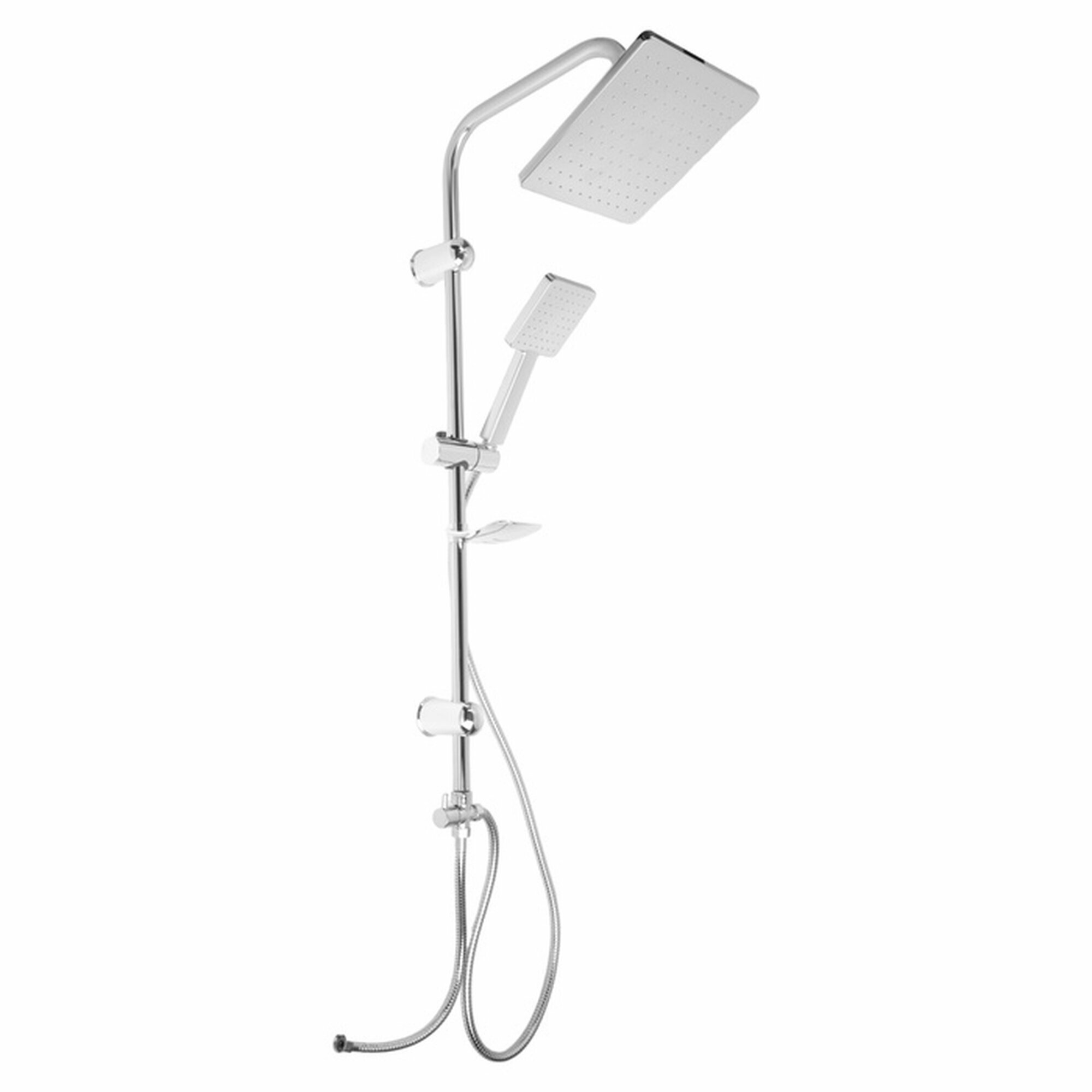 Душевая система ZEIN Z1001 тропическая и ручная лейка шланги стойка мыльница хром