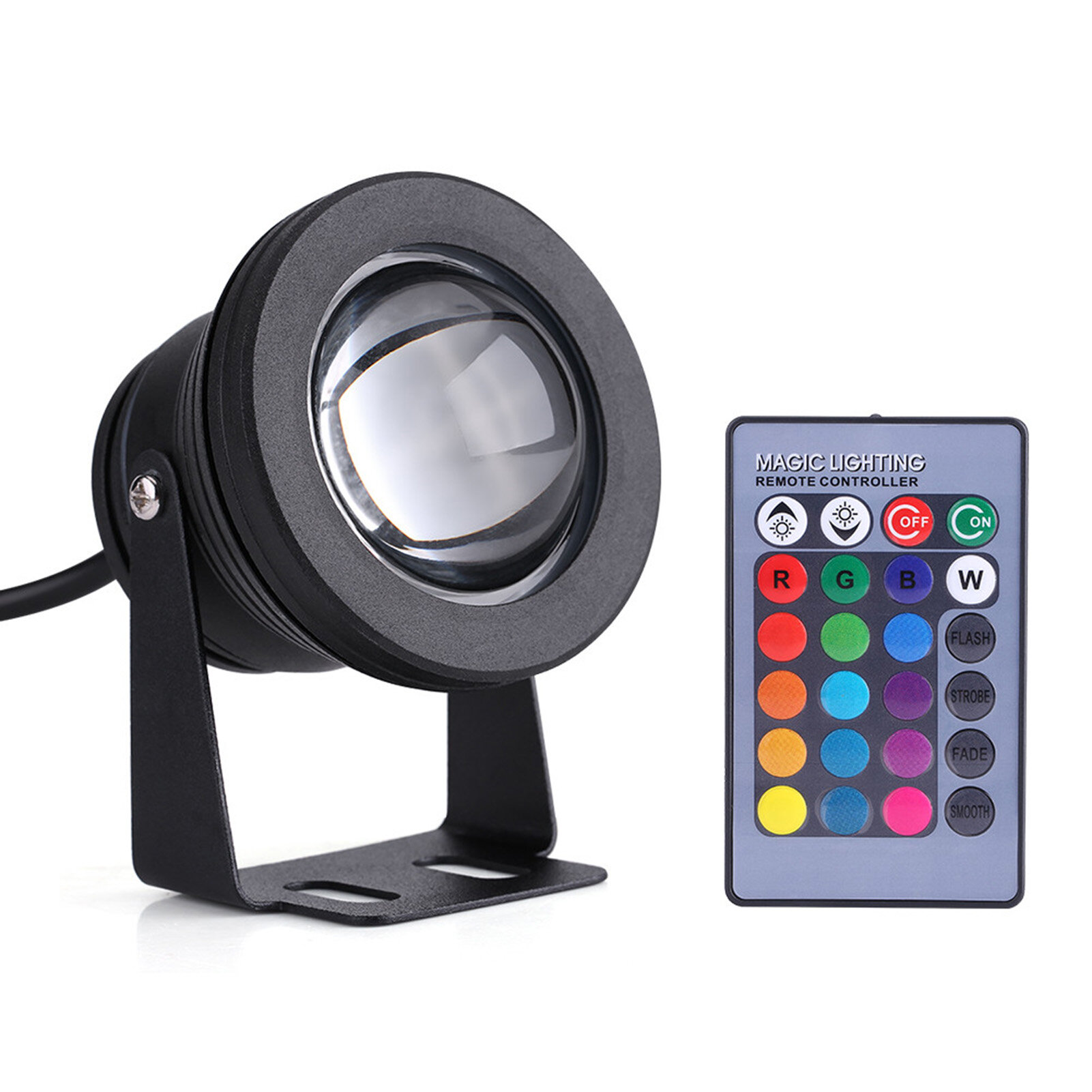 Морская лодка Yacht 10W 12V RGB LED Spot Light Непромокаемая Лампа с Дистанционным Управлением Черного Цвета