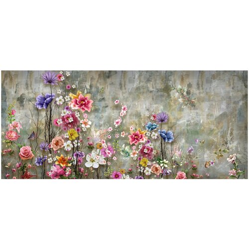 Фотообои Уютная стена Цветущие невероятные бутоны на абстрактном фоне 610х270 см Бесшовные Премиум (единым полотном)