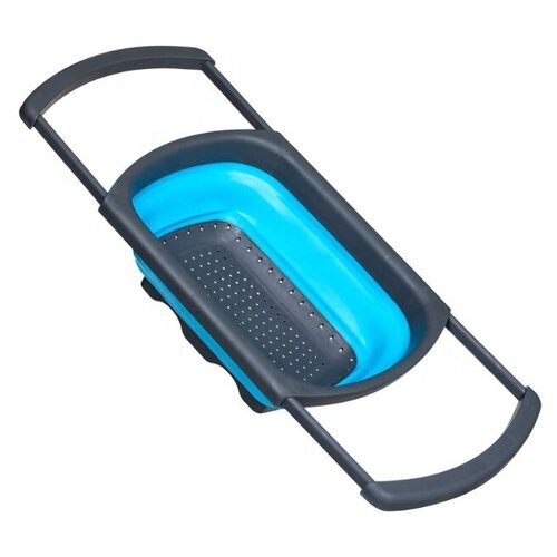 Раздвижной силиконовый дуршлаг, Складной прямоугольный силиконовый дуршлаг с ручками.
