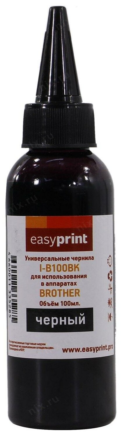 Чернила EasyPrint I-B100BK универсальные для Brother (100мл.) черный