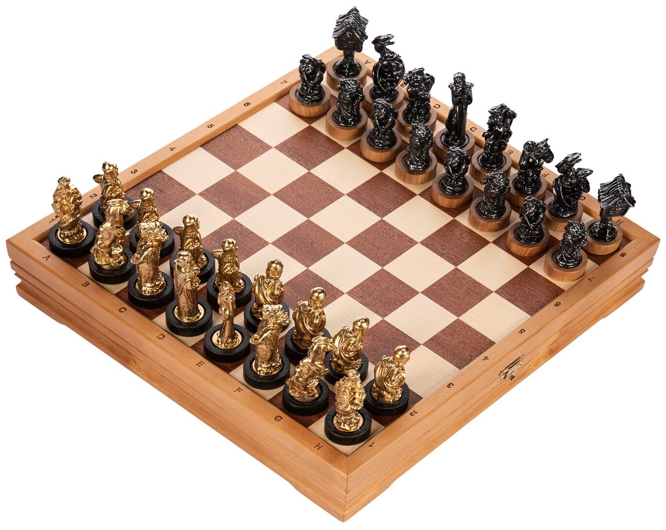 Шахматы деревянные "Сказочные" с фигурами из цинкового сплава 37х37 см